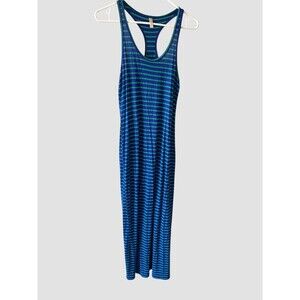 Hot Luxx Couture Women Blue Striped Casual Maxi Dress Size Small Racerback